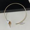 Simple And Light Luxury Temperament Cold Style Metal Leaf Flower Necklace Fashionable Personality Clavicle Chain Open Collar