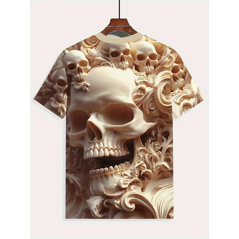 Men's T-Shirt Cool Skull Graphic 3D Printed T-Shirt Street Style Round Neck Fashion Men's Oversized