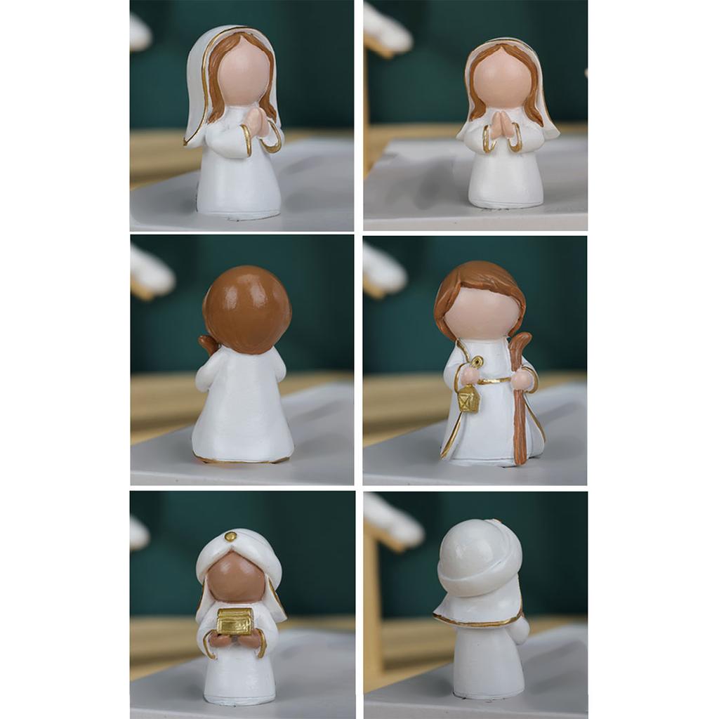 Christmas Nativity Figurines Resins Nativity Scene Statue with Stable Holy Family Statue Table Centerpieces Home Decors