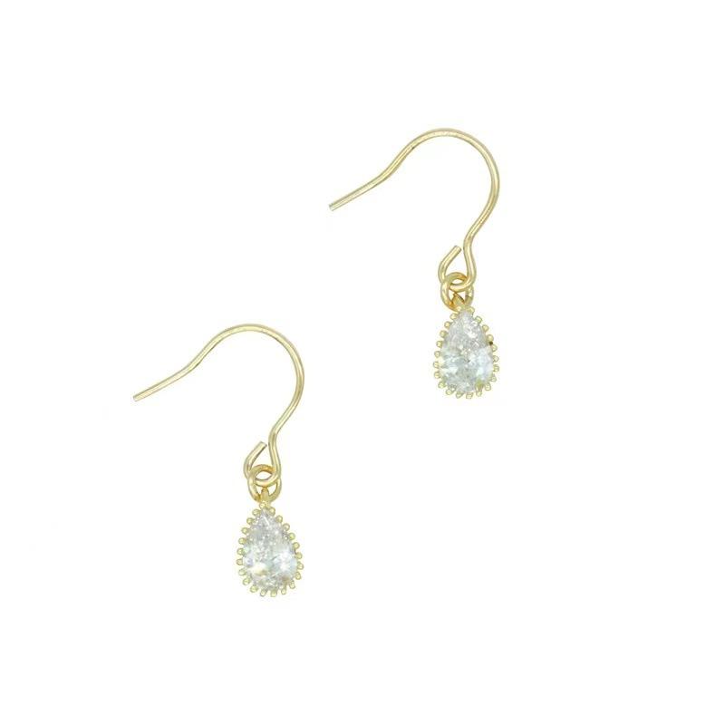 S925 Sterling Silver Drop Shape Jeweled Pendant Anti-Allergy Earrings for Women