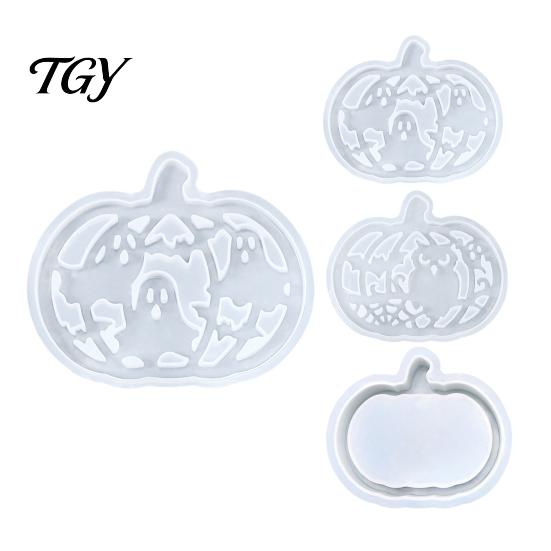 Food Grade Silicone Mold 1 Set Halloween Pumpkin Lampshade Mold, DIY Hollow Cement Box Gypsum Epoxy Resin Casting for Crafts
