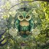 Laser Cut Metal Owl Wind Chime with 360 Degree Rotating Holographic Design Weather Resistant Outdoor Indoor Hanging Decor No Electricity Needed