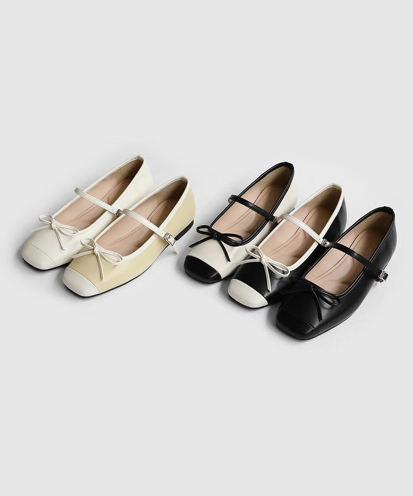 Sappun Klaen Ribbon Mary Jane Flat Shoes (1Cm) (B Type)