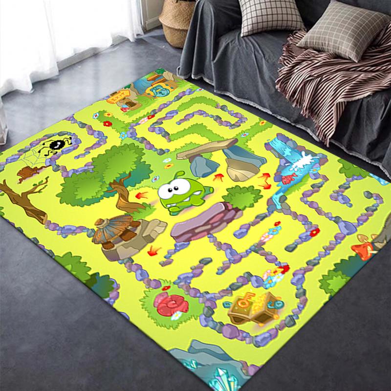 2025 Neuer Om Nom Stories Teppich für Wohnzimmer Schlafzimmer Zuhause Sofadekoration, Kinderspiel Rutschfeste Fußmatte100