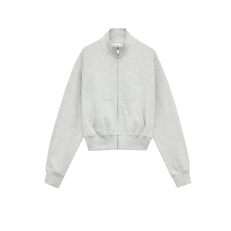 Spring New Women's Clothing Cotton Stand Collar Zipper Sweatshirt 3253328 Casual Sweatpants Bell-Bottom Pants 3253329