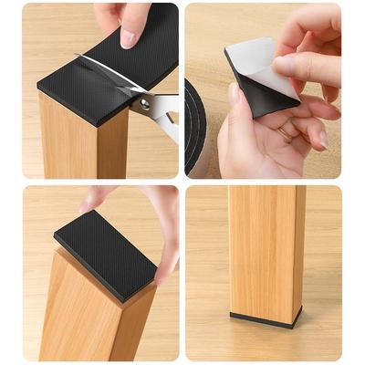 Black Chair Foot Pads Thick Anti-Slip Noise Reducers Wear-Resistant Furniture Protectors for Table Chair Mute Pads Tape