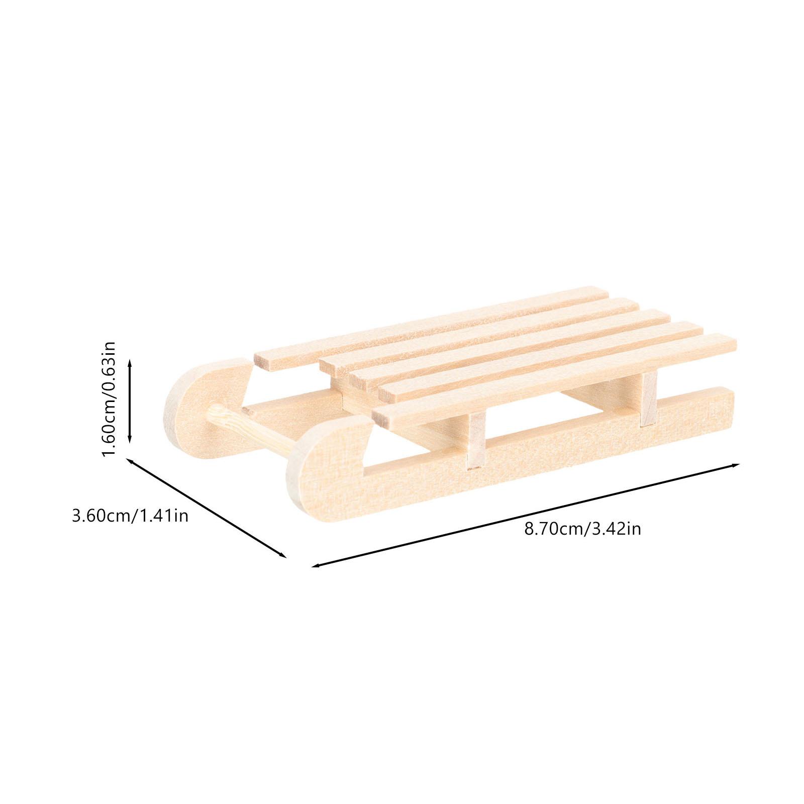 3 шт. Мини-деревянные сани Рождественское украшение Незаконченные деревянные санки Поделки Домашний декор Настольное украшение Незаконченные деревянные сани