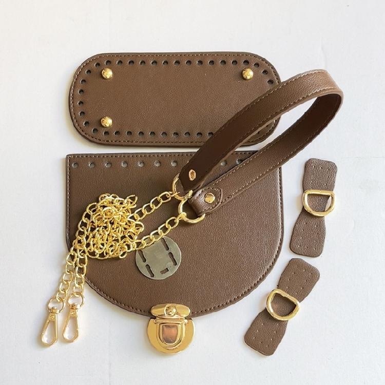 Leather Bag Making Kits DIY Leather Bag Knitting Set Shoulder Strap Top Zipper Lock for Crochet Handbag Shoulder Bags