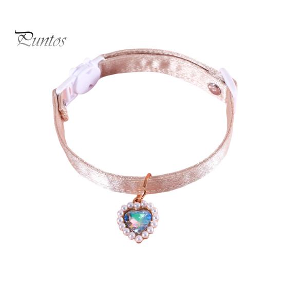 

Ошейник для домашних животных, регулируемый бант для собаки, круг на шею, стильный изысканный кулон в форме сердца, ремешок на шею кошки, аксессуар для домашних животных 2 бежевый