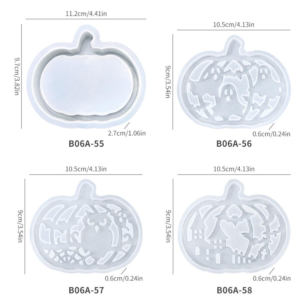 4 Stück Halloween-Kürbis-Silikonformen Teelichthalter Gießformen Gipsformen für DIY-Bastelarbeiten
