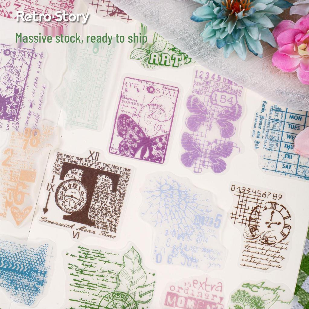 Retro Butterfly Theme Stickers: Fall Series - 16 Decorative Sulfuric Acid Paper Stickers