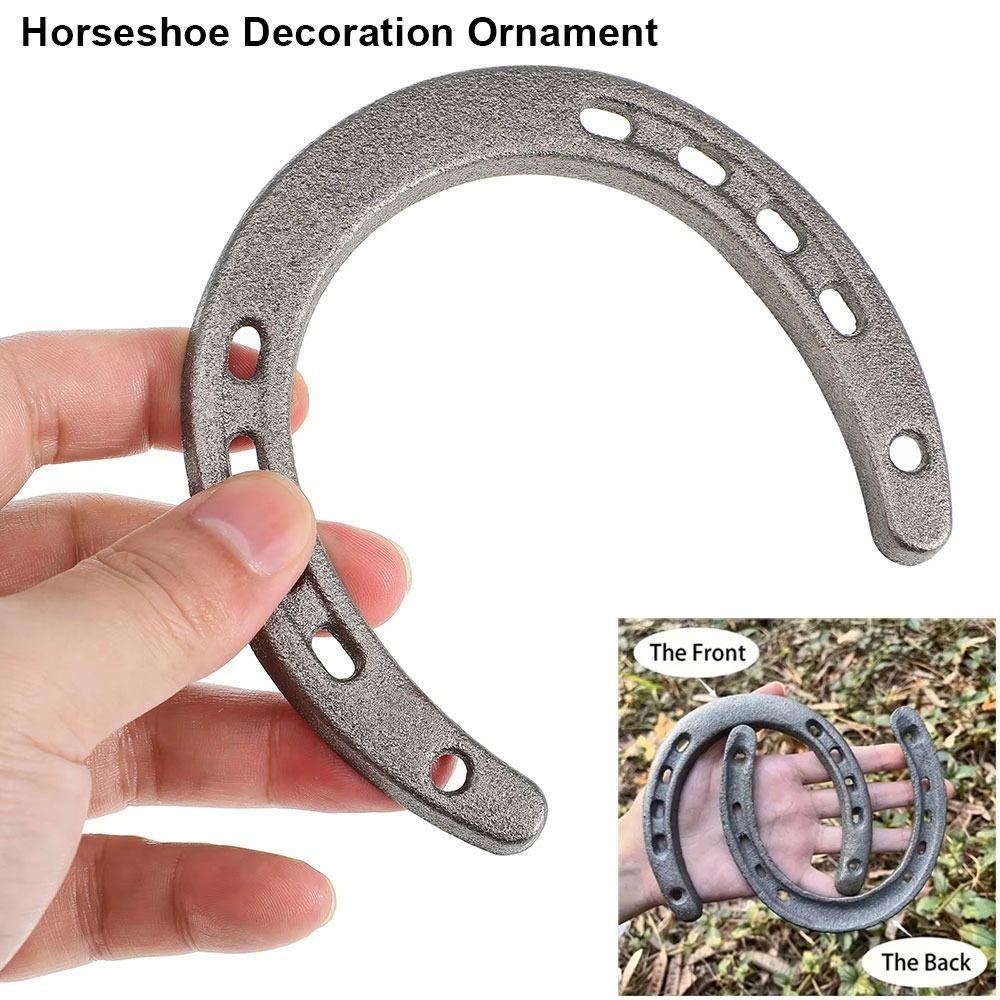 New 1Pcs Durable Cast Iron Horseshoe Decoration Unique Design Rustic Style Home Ornament Vintage Wall Hanging Wall Sculpture
