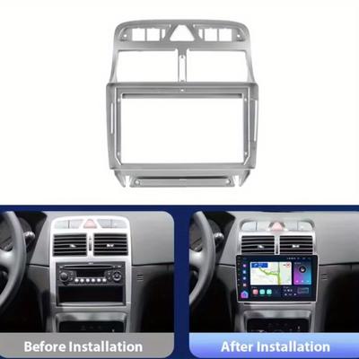 For Peugeot 307 307CC 2002-2013 9Inch Silver Car Center Console Gear Shift Frame Trim Cover Interior Deco
