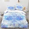Gothic Skul King Quen Soft Duvet Cover Death Moth plus Flowers Beding Set Personalized Skeleton Bones Teal Polyester Comfortable Quilt Cover