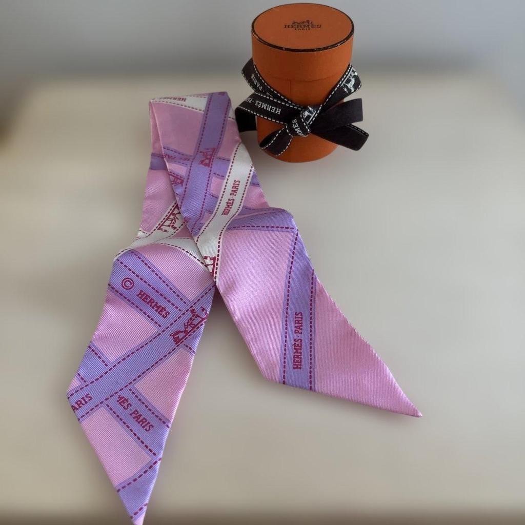 Used HERMES Twilly Scarf Pink