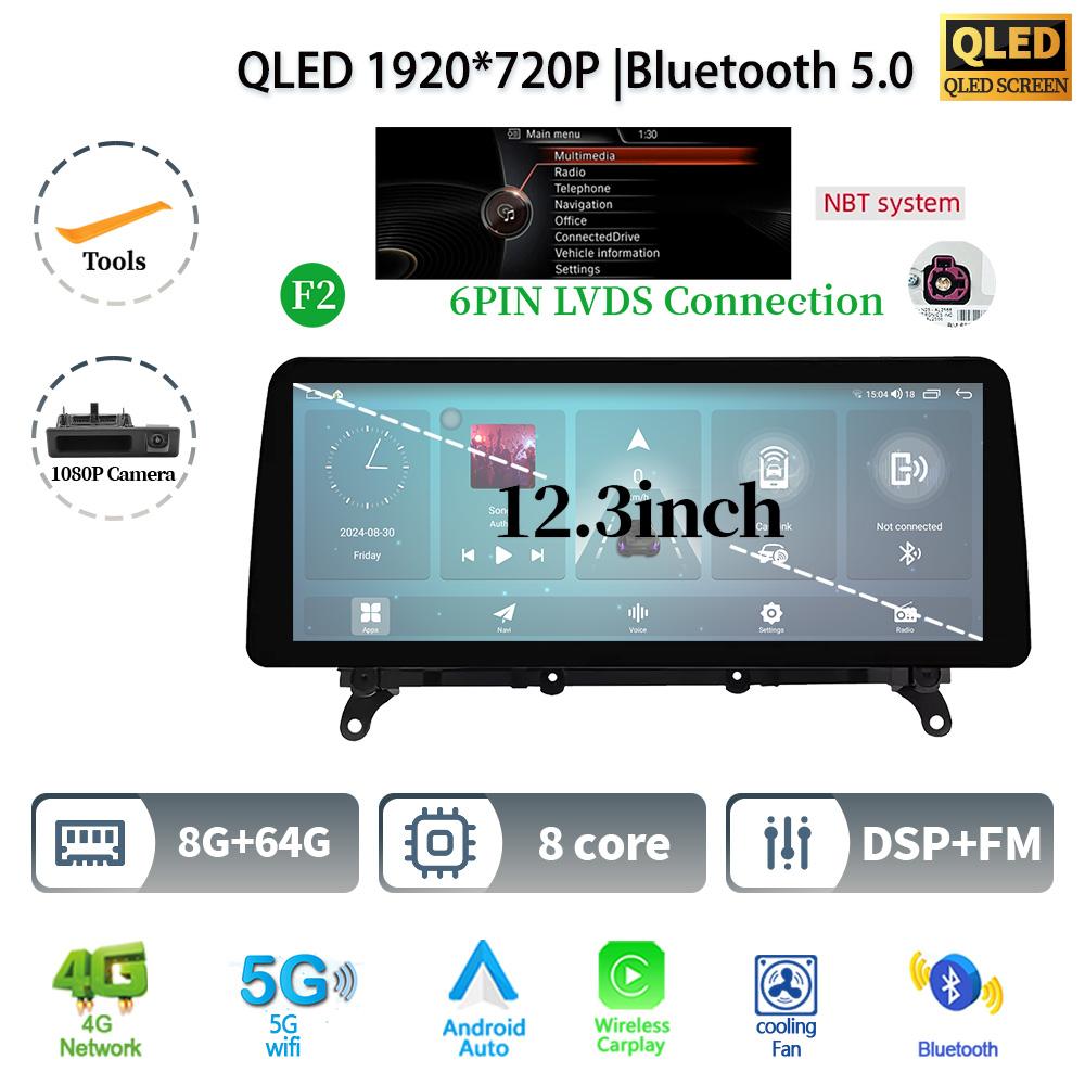 12.3" For BMW X3 F25 X4 F26 2011-2017 Android 14 Car Radio Multimedia GPS Navigation Bluetooth WIFI CarPlay Touch Screen Stereo