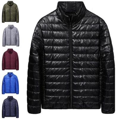 Leichte Daunenjacke für Herren, lockerer Stehkragen, Oberbekleidung, wattierte Herrenjacke, wattierte Winterjacke in großer Größe