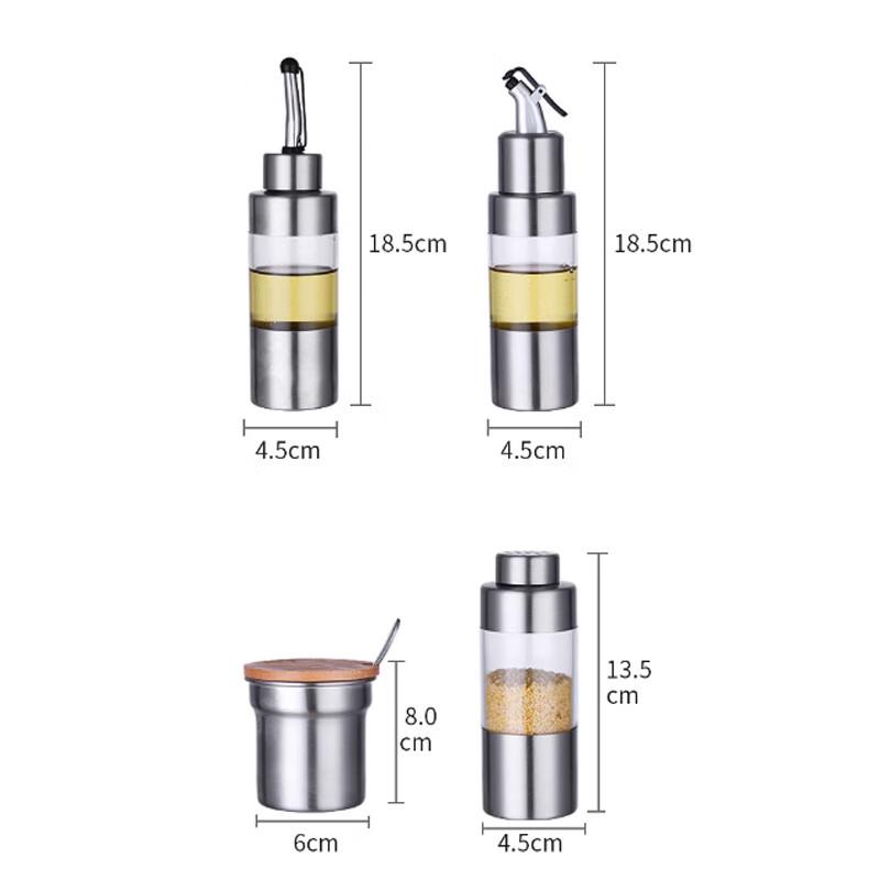 Yingbai Modern 5-Piece Seasoning Jar Set with Square Wooden Base