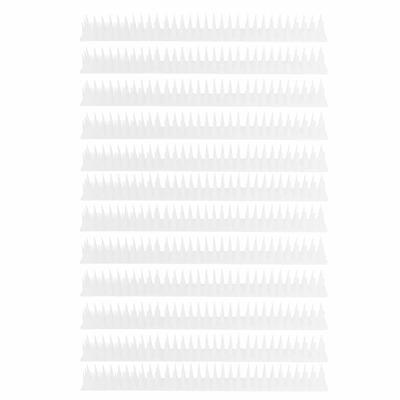 12Pcs Outdoor Plastic Anti Bird Spike Strips Repellent Defender for Fence Wall Roof White