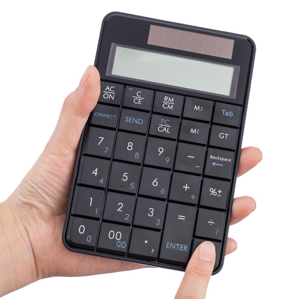 MCSaite 2-in-1 Wireless Calculator & Numeric Keypad with USB Receiver, 29 Keys, Compact Solar-Powered Calculator, 10-Digit Multi-Function Number Pad,