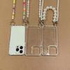 Luxury Fashion Long Pearl Bracelet Chain Transparent Shockproof Waterproof Crossbody Lanyard Phone Case for 11-17 Pro Max