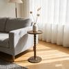 Round Side Table, Small Drink Table for Small Spaces, Modern Accent Nightstand with Solid Wood Leg for Living Room