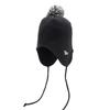 Knit Hat with Ear FREE EAR FLAP BLK [New Era] Pom-pom Flaps, Black,