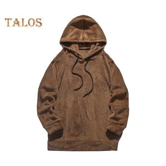 Herren Kapuzenpullover Herbst Winter Einfarbig Kordelzug Lange Ärmel Dicker Plüsch Mit Kapuze Locker Alltagskleidung Lässiges Sportoberteil