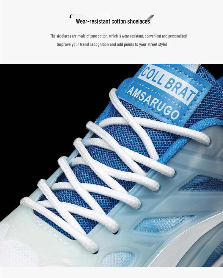 Men's Summer Mesh Sneakers: Korean Style Versatile White Thick Sole Running Casual Dad Shoes