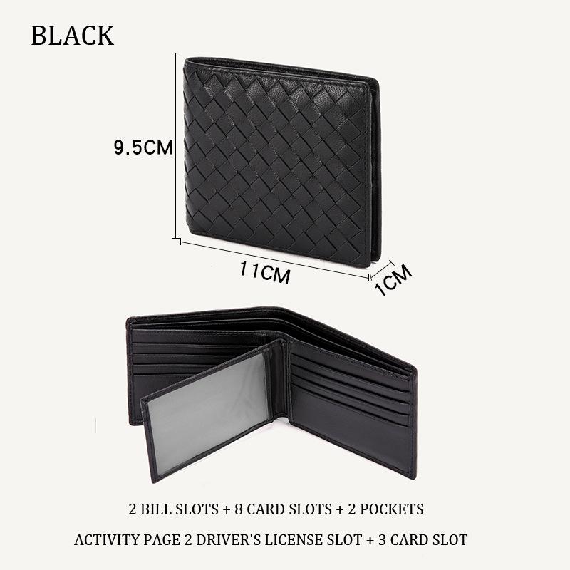 High-end woven wallet generation RFID medium and long loose-leaf wallet leather black hand bag