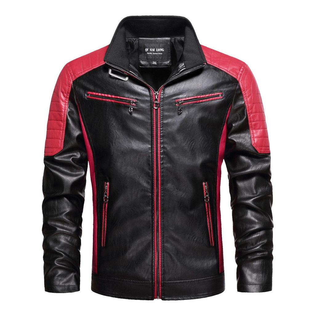 Men's Leather Jacket Fashion Men's Locomotive Leather Jacket Spring Autumn and Winter Four Seasons Leather Jacket Men