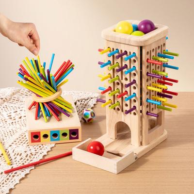 1 Set Holzstab Turm Würfelspiel mit Zubehör Feinmotorik Bunte Stäbe Zählen Mathematik Pädagogisches Brettspiel Kleinkinder Jungen Mädchen Geschenk