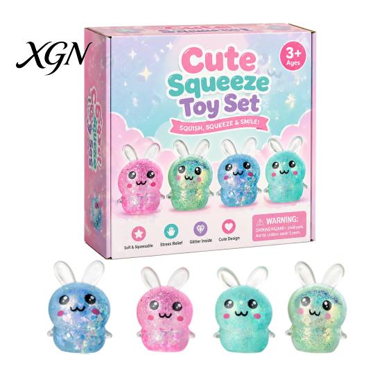 Stress Relief Toy 1 Set Squeeze Duck Rabbit Animal Love Heart Pinch Reduction Gadget Sensory Soft Stretchy Ball Relaxation Fidget Party Favors Tool