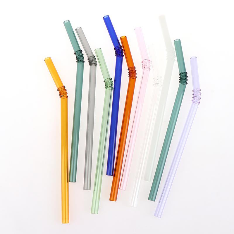 1Pc Reusable Glass Straws Colorful Drinking Straw Eco-Friendly High Borosilicate Glass Straw Party Favors Bar Drinkware