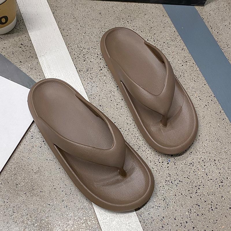Flip-flops women's summer clip beach couple's new foot thick-soled outer wear sandals men's bathroom bath non-slip slippers