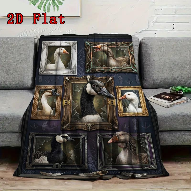 Goose Portraits 2D Flat Pattern Flannel Blanket, High Quality All Seasons, Home Decor, Warmth and Comfort, Perfect for Christmas Gifts.