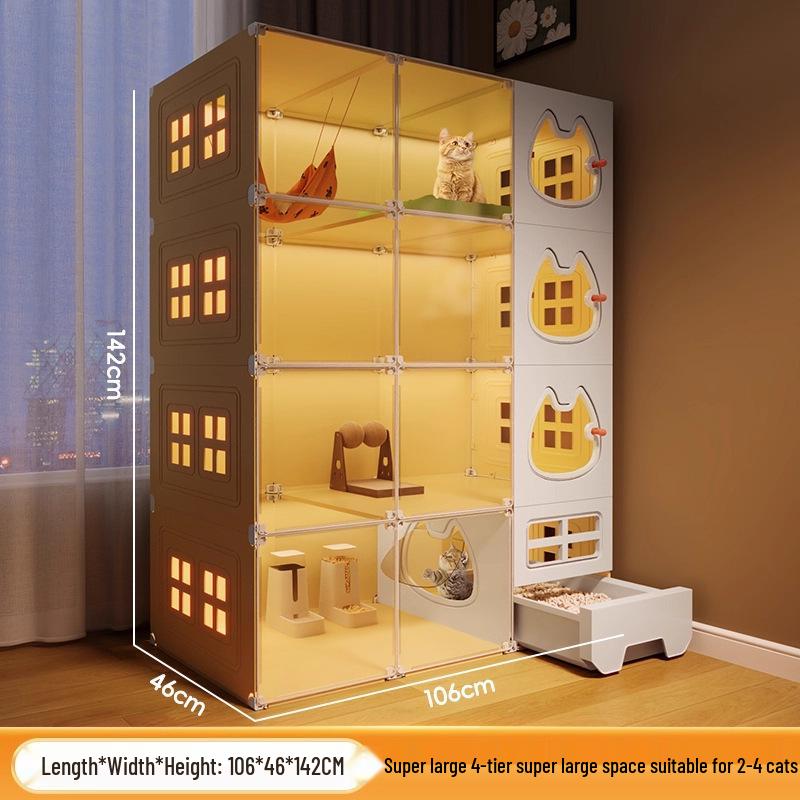 Luxury Indoor Multi-Layer Cat Villa with Integrated Litter Box