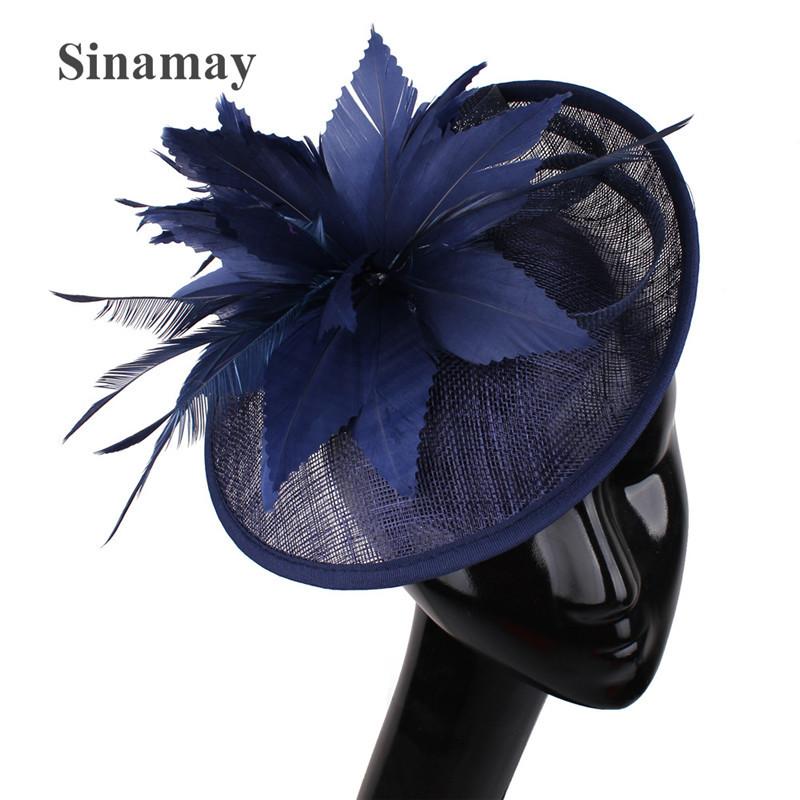 

Purely Handmade New Spring And Summer Hemp Yarn Top Hat Fashion Ol Party Hair Accessories Hair Top Hat Clip тёмно-синий