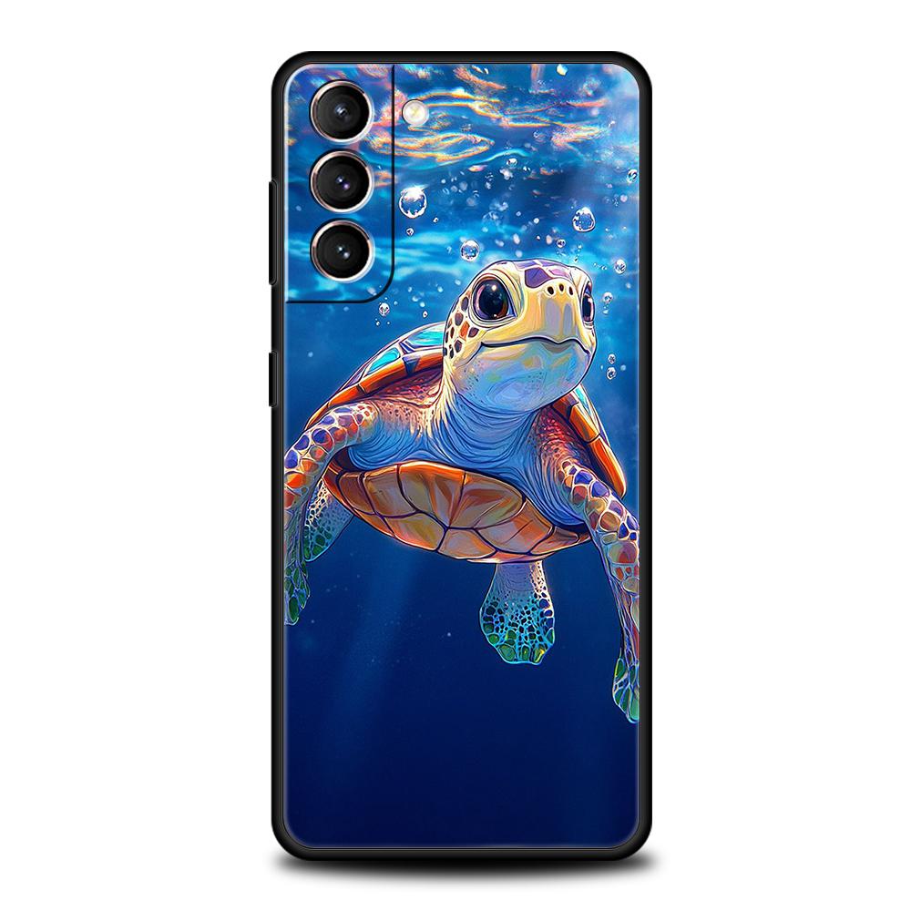 Ocean Animal Cute Dolphin Sea Turtle Phone Case Cover for Samsung Galaxy S25 S24 S23 S22 S20 S21 FE Ultra S10 S10E Plus Soft TPU