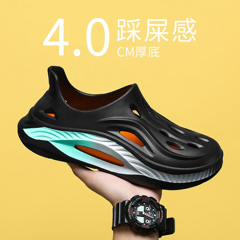 

Sandals men s 2025 summer trend versatile stepping on shit feeling casual sports lightweight soft sole men s beach hole shoes 45