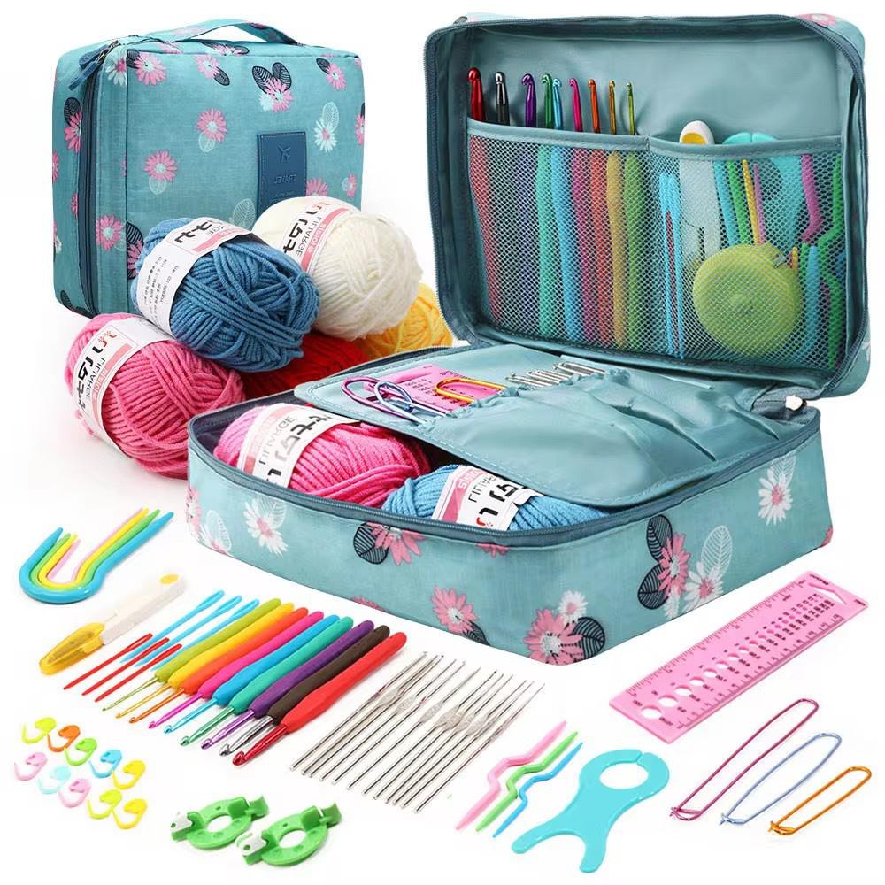 

Набор для вязания крючком из 58 предметов, крючки для вязания с мягкой ручкой из шерсти, полный набор инструментов для ручного вязания DIY для начинающих, хранение