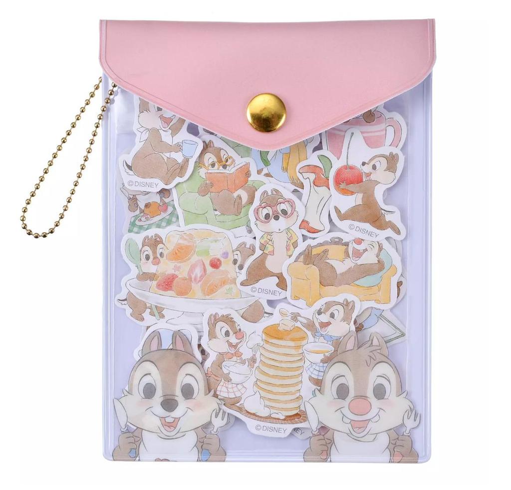 Disney Chip and Dale Sticker Flakes in Case with Chain Japan NEW