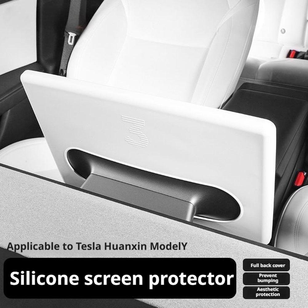 For Tesla Model Y Juniper Model 3 Highland Full Coverage Protective Frame Edge Cover Anti Scratch Silicone Screen Protector