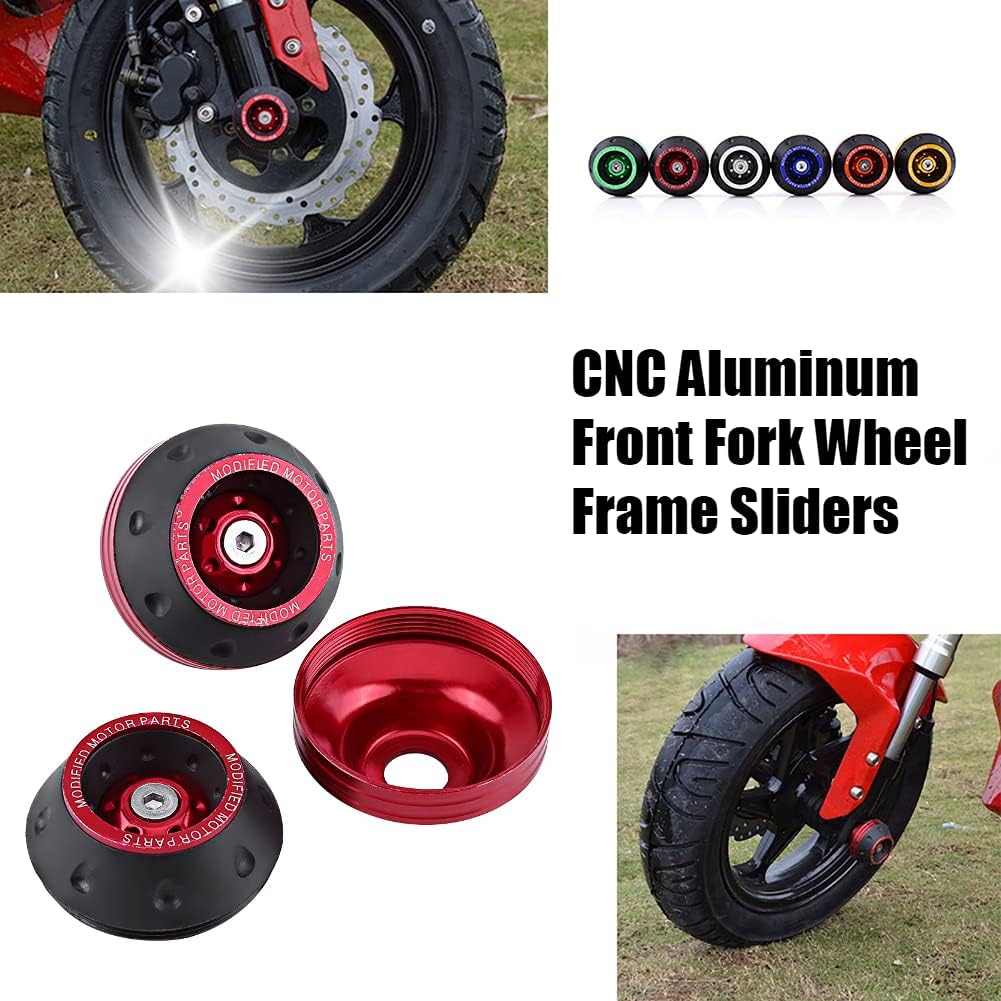 

Fork Frame Sliders CNC Aluminum Front Fork Frame Sliders Wheel Crash Protector Motorbike Falling Universal for Motorcycles Motorbikes Moped