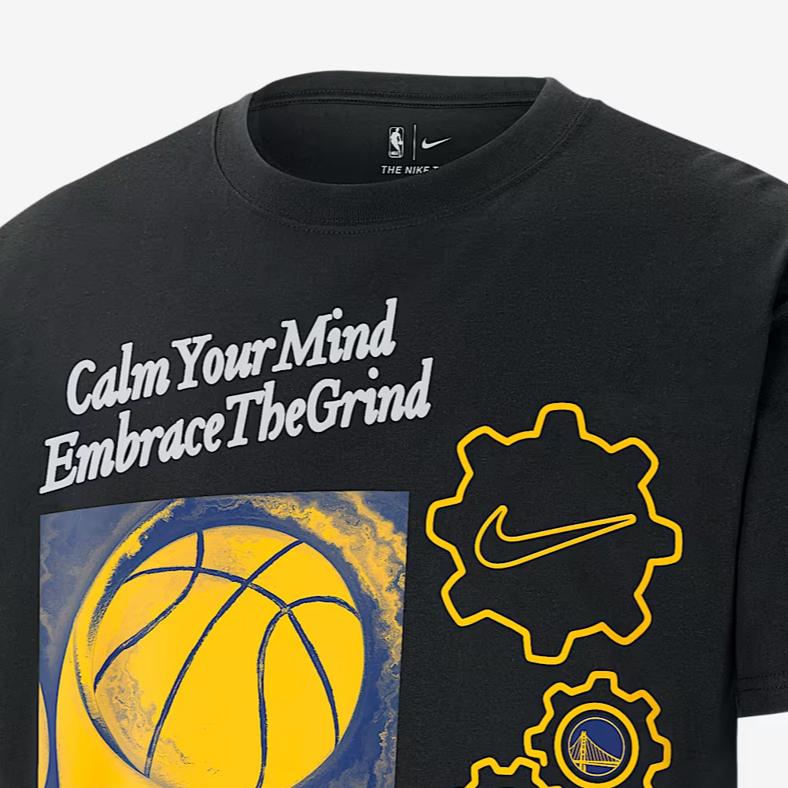 Nike X NBA Collaboration Golden State Warriors Max 90 Comfortable Fashionable Versatile Short Sleeve T-Shirt Men T-Shirts HQ0630-010