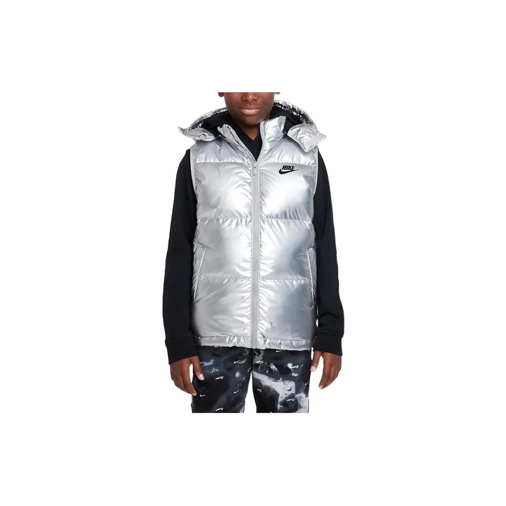Nike Kids' Metallic Silver Down Vest DZ9728-048