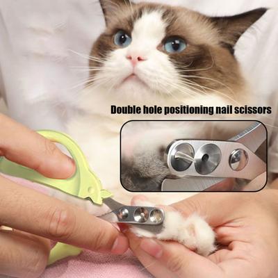 Cat Nail Clippers Circular Hole Ergonomic Double-Hole Positioning Blades Grooming Supplies Pet Trimmer Clippers for Cats Dogs
