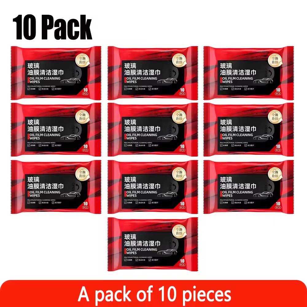 10Pcs Car Glass Oil Film Removal Wipes Car Window Glass Oil Film Remover Oil Film Cleaning Wipes Glass Windshield Cleaning Wipes