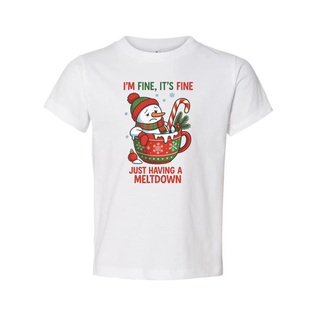 Merry Christmas Unisex T Shirt With Snowman In A Festive Mug And Candy Cane Grap