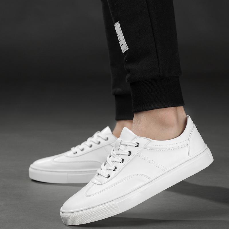 Men's White Leather Canvas Shoes - Plus Size, Breathable, Extra Wide & Trendy